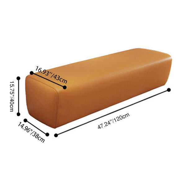 Banco rectangular sin respaldo moderno minimalista de madera maciza y piel sintética para la entrada