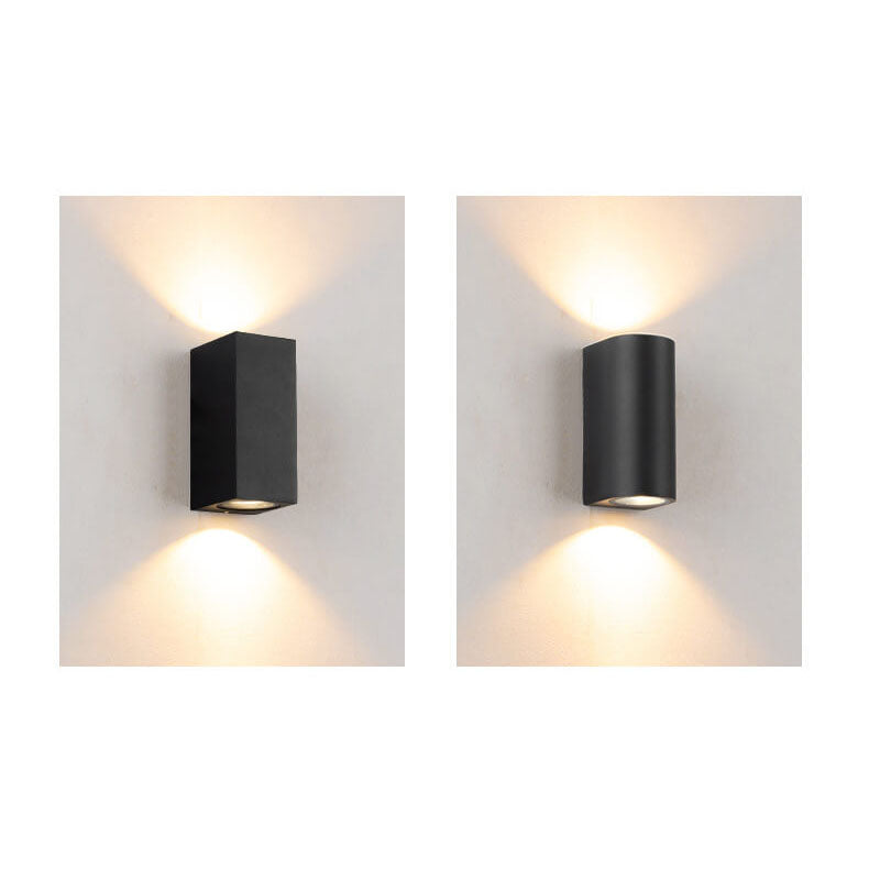 Lámpara de pared de estilo cilindro de vidrio y aluminio, moderna y minimalista, impermeable, con 2 luces para patio exterior