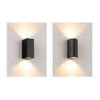 Lámpara de pared de estilo cilindro de vidrio y aluminio, moderna y minimalista, impermeable, con 2 luces para patio exterior
