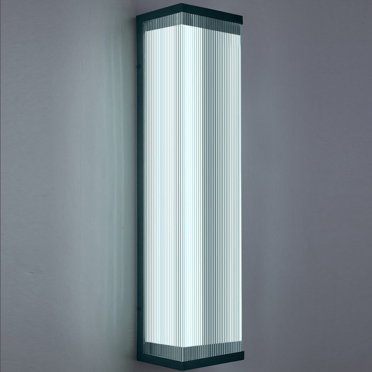 Modern Fluted Acrylic LED Outdoor Wall Sconce Waterproof Tall Exterior Light Fixture for Front Porch and Patio
