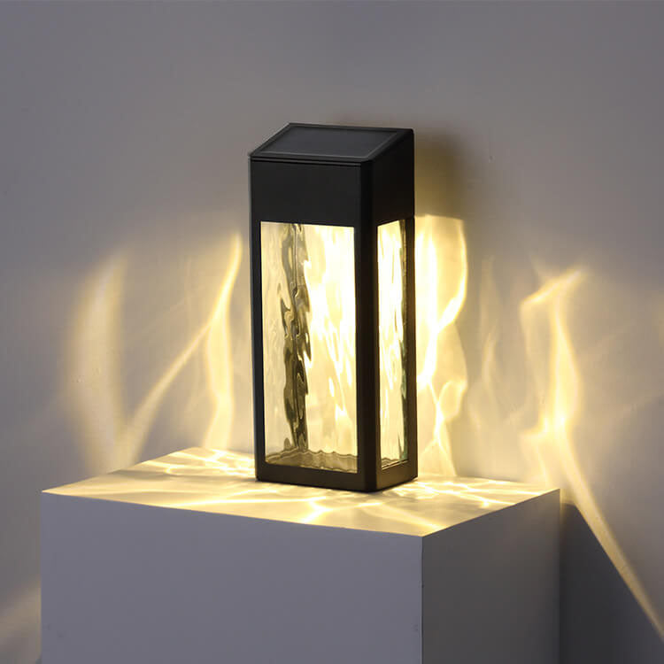 Waterproof Solar Garden Lights Outdoor LED Pathway Bollard Lamp with Ripple Glass for Lawn and Patio