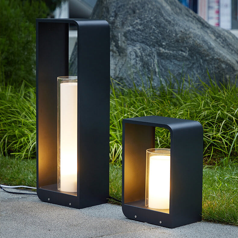 Architectural Hardwired LED Bollard Light Modern Waterproof Landscape Fixture for Luxury Patio and Driveway...