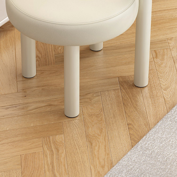 Contemporary Nordic Round Faux Leather Vanity Stool with Iron Frame and Arc Back for Bedroom
