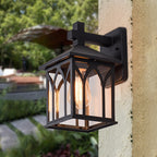 Traditional European Waterproof Aluminum Glass Cubic 1-Light Wall Sconce Lamp For Garden