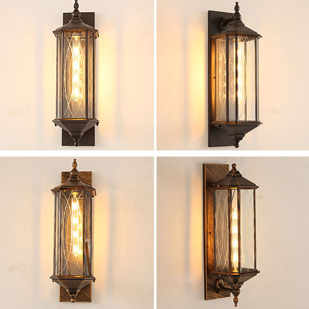 Traditional Vintage Transparent Cage Waterproof  1-Light Wall Sconce Lamp For Outdoor