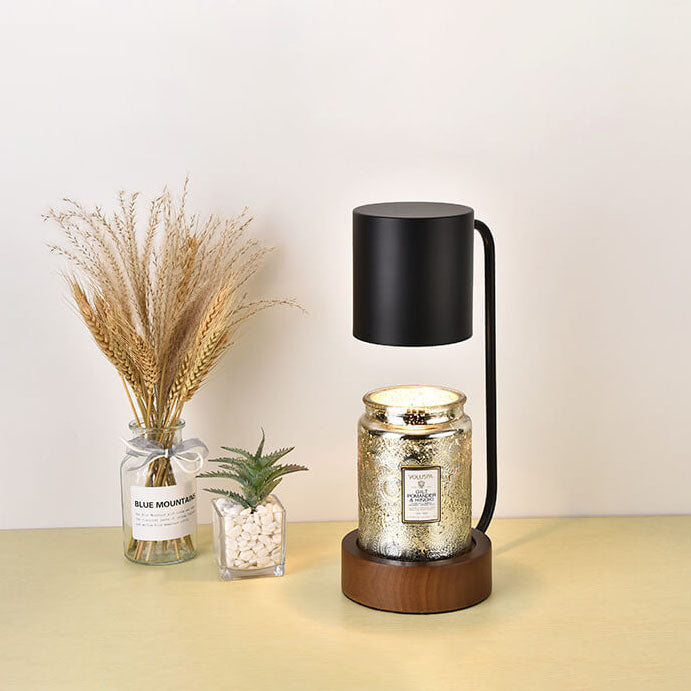Lámpara de mesa minimalista japonesa de 1 luz para derretir cera con atenuación de tiempo de madera