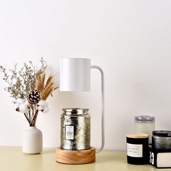 Lámpara de mesa minimalista japonesa de 1 luz para derretir cera con atenuación de tiempo de madera