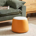 Puf Cilíndrico de Tela Elegante y Moderno – Taburete Bajo para Sala de Estar