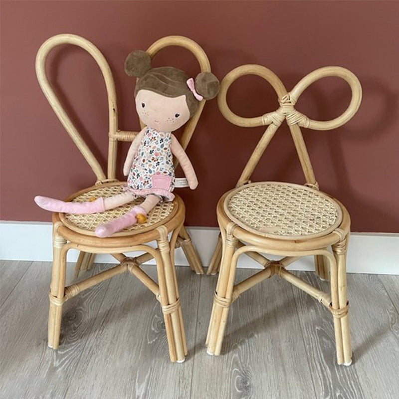 Puf redondo tradicional japonés de mimbre con respaldo – Silla ideal para niños en recibidores