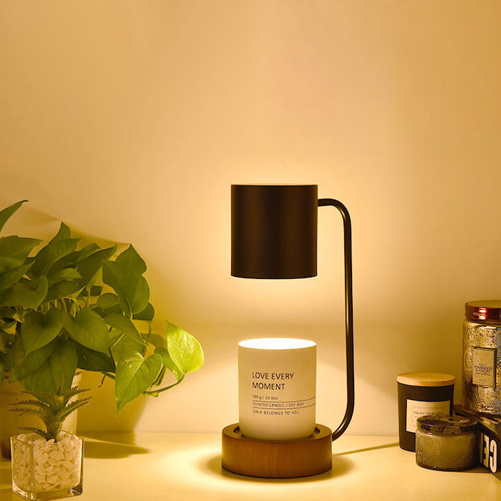 Lámpara de mesa minimalista japonesa de 1 luz para derretir cera con atenuación de tiempo de madera