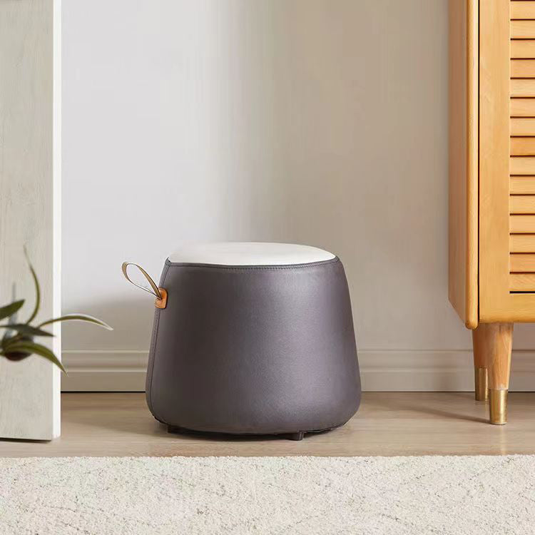 Sleek Contemporary Cylinder Fabric Pouf – Low-Profile Living Room Stool