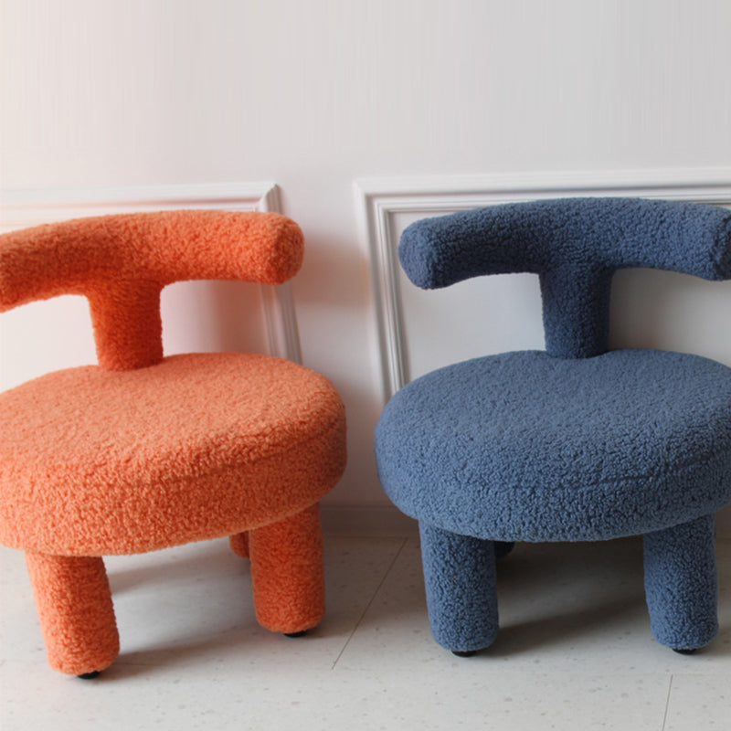 Contemporary Nordic Sherpa Fabric Wood Sponge Round Chair Backrest For Living Room