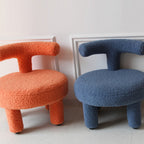 Contemporary Nordic Sherpa Fabric Wood Sponge Round Chair Backrest For Living Room