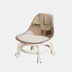 Modern Minimalist Round Acrylic Faux Leather Low Stool on Wheels – Plastic Living Room Stool