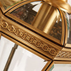 Lámpara de pared exterior europea moderna hexagonal de cobre y cristal impermeable de 1 luz