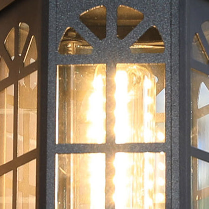 Lámpara de pared tradicional europea de aleación de aluminio con diseño de castillo y cristal, 1 luz, impermeable, para patio exterior