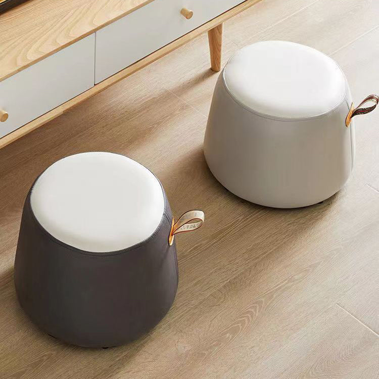 Puf Cilíndrico de Tela Elegante y Moderno – Taburete Bajo para Sala de Estar