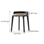 Elegant Traditional Vintage Round PU Leather Upholstered Vanity Stool with Wood Frame — Backless, Ideal Bedroom Accent