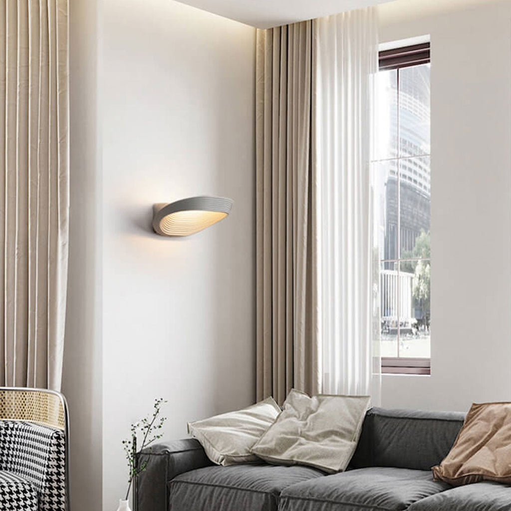 Modern Minimalist Fluted LED Wall Sconce Curved Shell Acrylic Lamp for Bedroom and Living Room