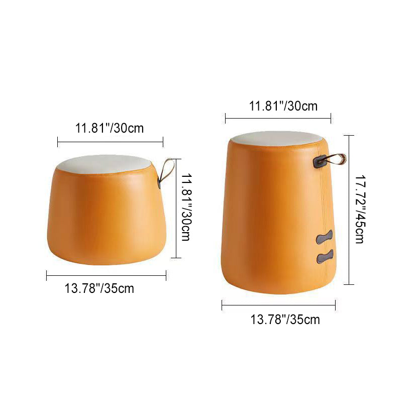 Puf Cilíndrico de Tela Elegante y Moderno – Taburete Bajo para Sala de Estar