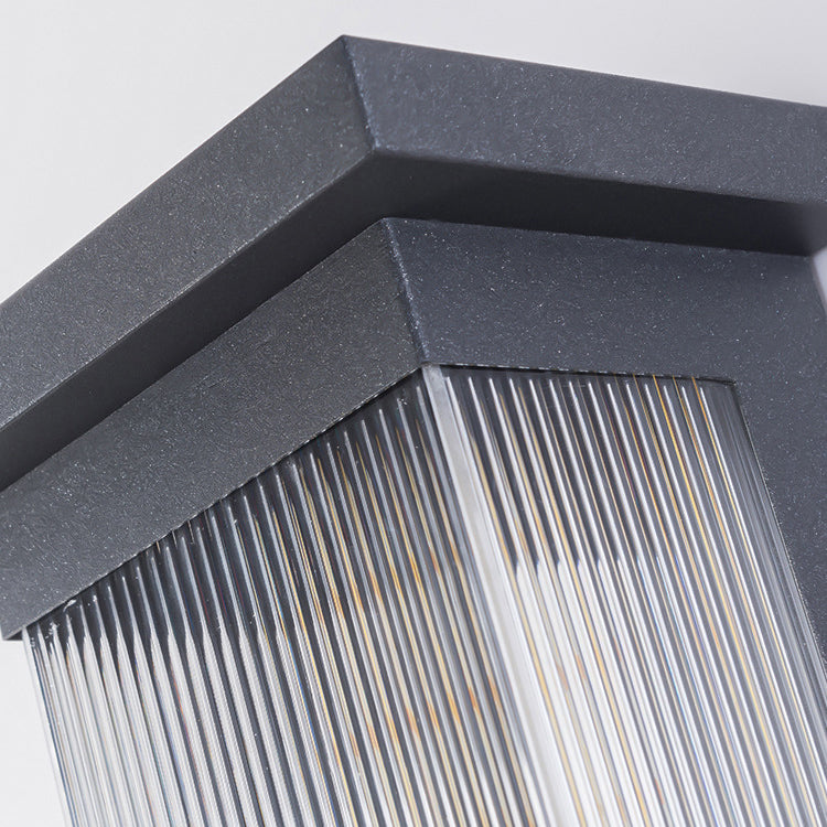 Lámpara de pared moderna minimalista de acero inoxidable acrílico rectangular a rayas impermeable para patio exterior