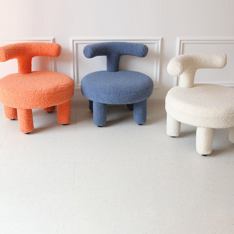Contemporary Nordic Sherpa Fabric Wood Sponge Round Chair Backrest For Living Room