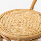 Puf redondo tradicional japonés de mimbre con respaldo – Silla ideal para niños en recibidores