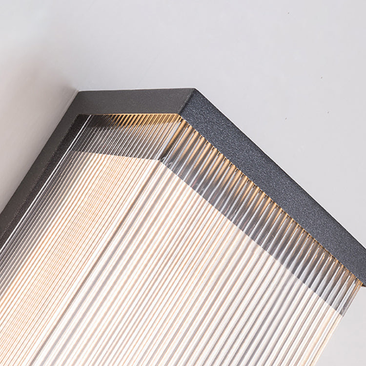 Modern Fluted Acrylic LED Outdoor Wall Sconce Waterproof Tall Exterior Light Fixture for Front Porch and Patio