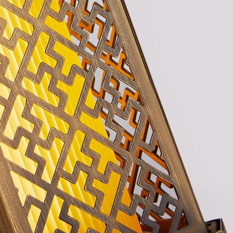 Lámpara aplique de pared exterior con 1 luz, estilo pagoda china tradicional, de aluminio cepillado, para patio
