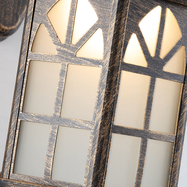 Lámpara de pared cilíndrica de aluminio y cristal solar retro contemporánea, impermeable, de 1 luz, para patio exterior