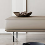Modern Minimalist Rectangular Cushioned Bench - Microfiber Leather Upholstery with Wood & Carbon Steel Frame, Low Backless End-of-Bed Stool for Bedroom