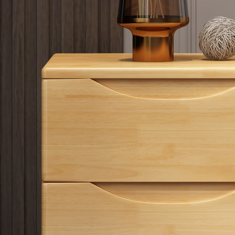 Mesita de noche japonesa tradicional rectangular de madera de caucho y metal con 2/3 cajones para cabecera