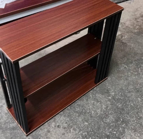 Traditional Vintage Rectangular Particle Board Steel End Table 3-Tier For Living Room