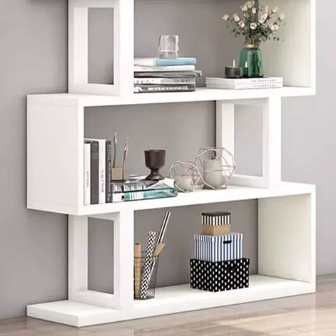 Contemporary Scandinavian Geometric Vertical MDF Steel Bookshelves 3/4/5/6-Tier Open Back Design Standing Shelves For Home Office