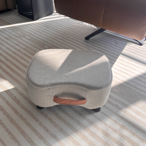 Contemporary Nordic Cuboid Portable Synthetic Fabric Pine Footstool Backless Armless For Living Room