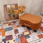 Contemporary Nordic Cuboid Portable Synthetic Fabric Pine Footstool Backless Armless For Living Room