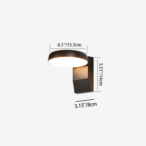 Lámpara Aplique LED Giratoria Cuadrada Redonda de Aluminio Minimalista Impermeable Moderna Para Patio Exterior