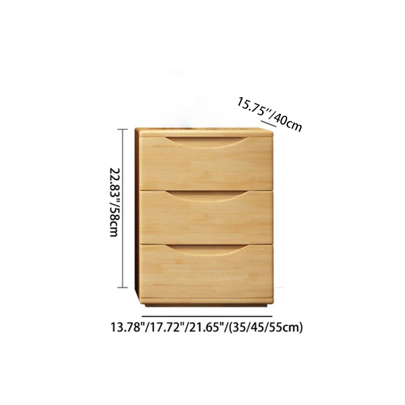 Mesita de noche japonesa tradicional rectangular de madera de caucho y metal con 2/3 cajones para cabecera
