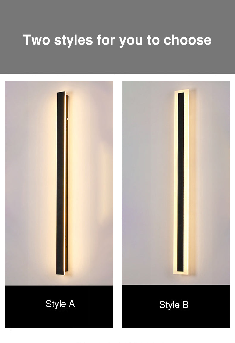 Lámpara de pared LED rectangular larga minimalista moderna de aluminio y acrílico para jardín