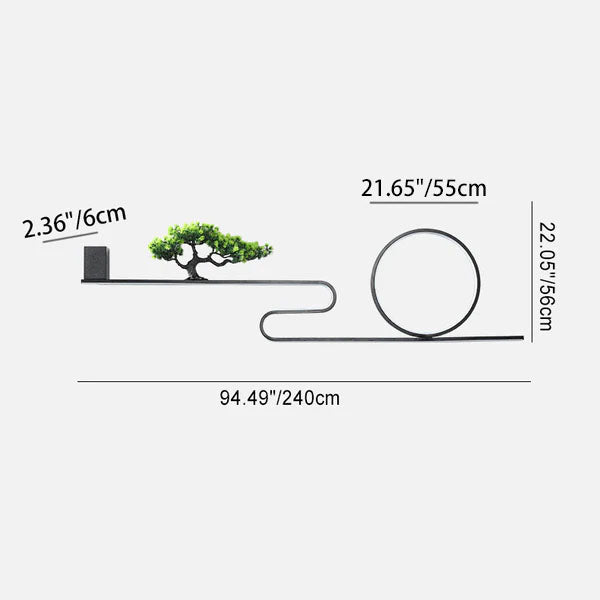Modern Art Deco Solar Waterproof Aluminum PVC Painting Pine Tree Circle LED Wall Sconce Lamp For Outdoor Patio