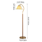 Lámpara de pie japonesa vintage de madera maciza, hierro y tela con 1 luz