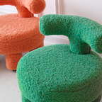 Contemporary Nordic Sherpa Fabric Wood Sponge Round Chair Backrest For Living Room
