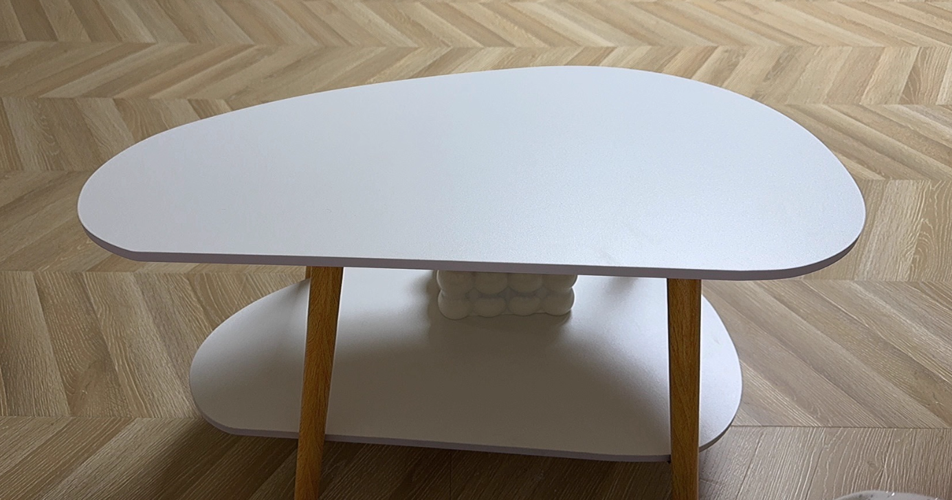 Traditional Chinese Mango Shape MDF Wood Coffee Table 2-Tier For Living Room