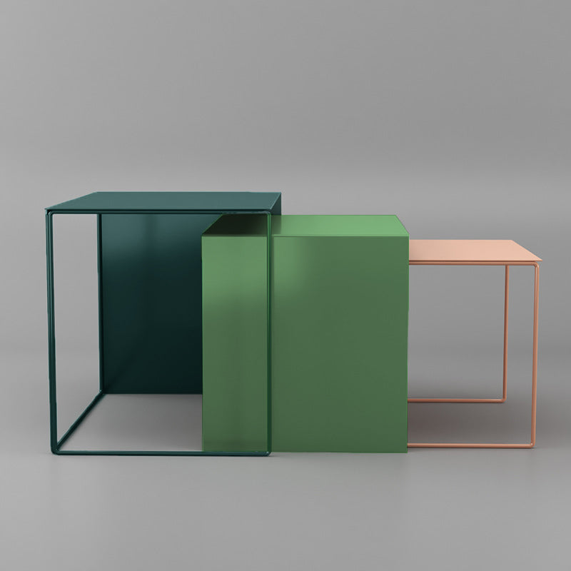 Modern Minimalist Square Iron Side Table Nesting For Living Room