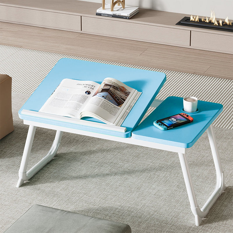Contemporary Nordic Carbon Steel MDF Rectangular Desks Foldable Angle Adjustable 2-Tray Saucer For Study
