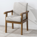 Silla de escritorio moderna minimalista cuadrada rectangular de madera de caucho y lino de algodón con respaldo y reposabrazos para oficina en casa