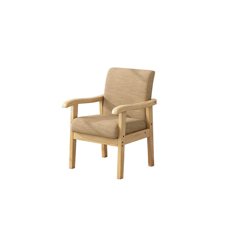 Modern Minimalist Square Rectangular Rubberwood Cotton-linen Desk Chair Backrest Armrest For Home Office