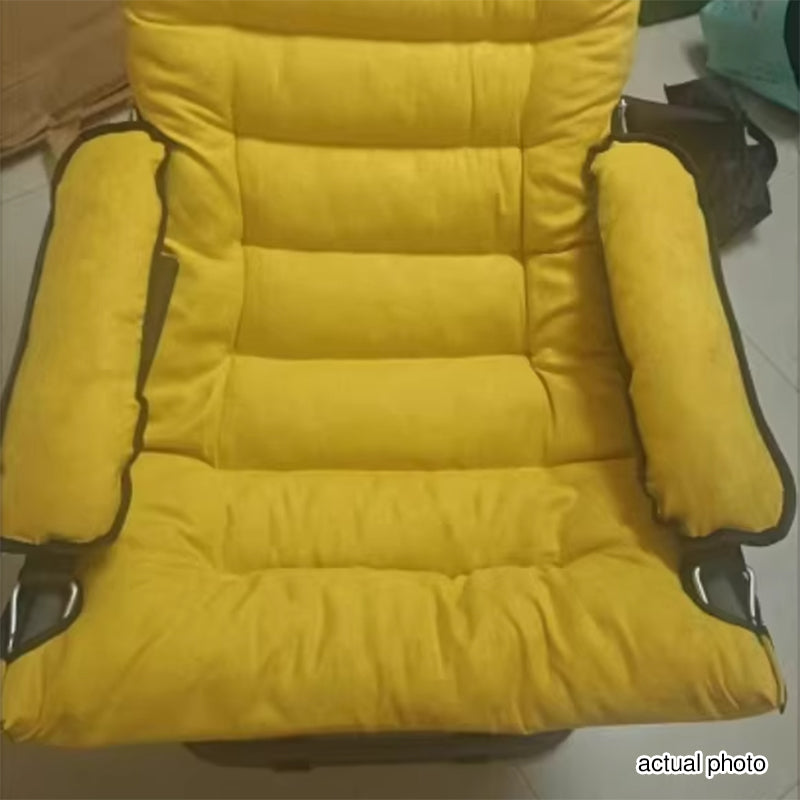 Modern Velvet & Metal Rectangular Foldable Recliner with Semi-Curved Backrest, Cotton Footrest and Storage Bag for Bedroom