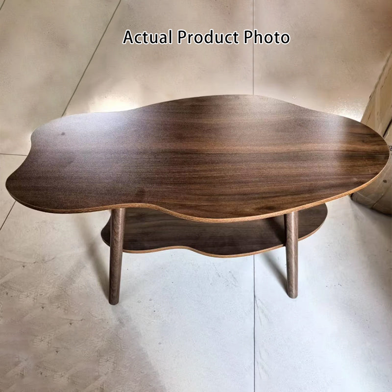 Traditional Vintage Round High-Density Board Solid Wood Coffee Table 1/2-Tier For Living Room
