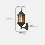Lámpara de pared tradicional europea de aleación de aluminio con diseño de castillo y cristal, 1 luz, impermeable, para patio exterior